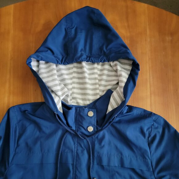 Market & Spruce Lightweight Blue Hooded Rain Jacket - S - Picture 5 of 9